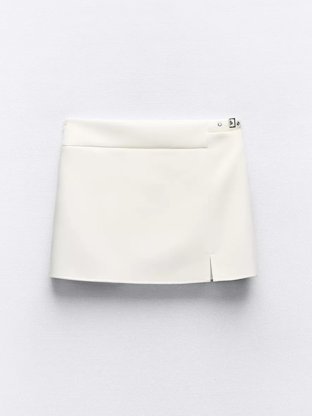 Buckled Crepe White Mini Skirt